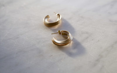 Mobius brass and silver earrings